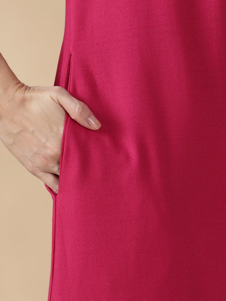 Raatrani Heritage Pink Alpine Embroidered A Line Nighty for Women