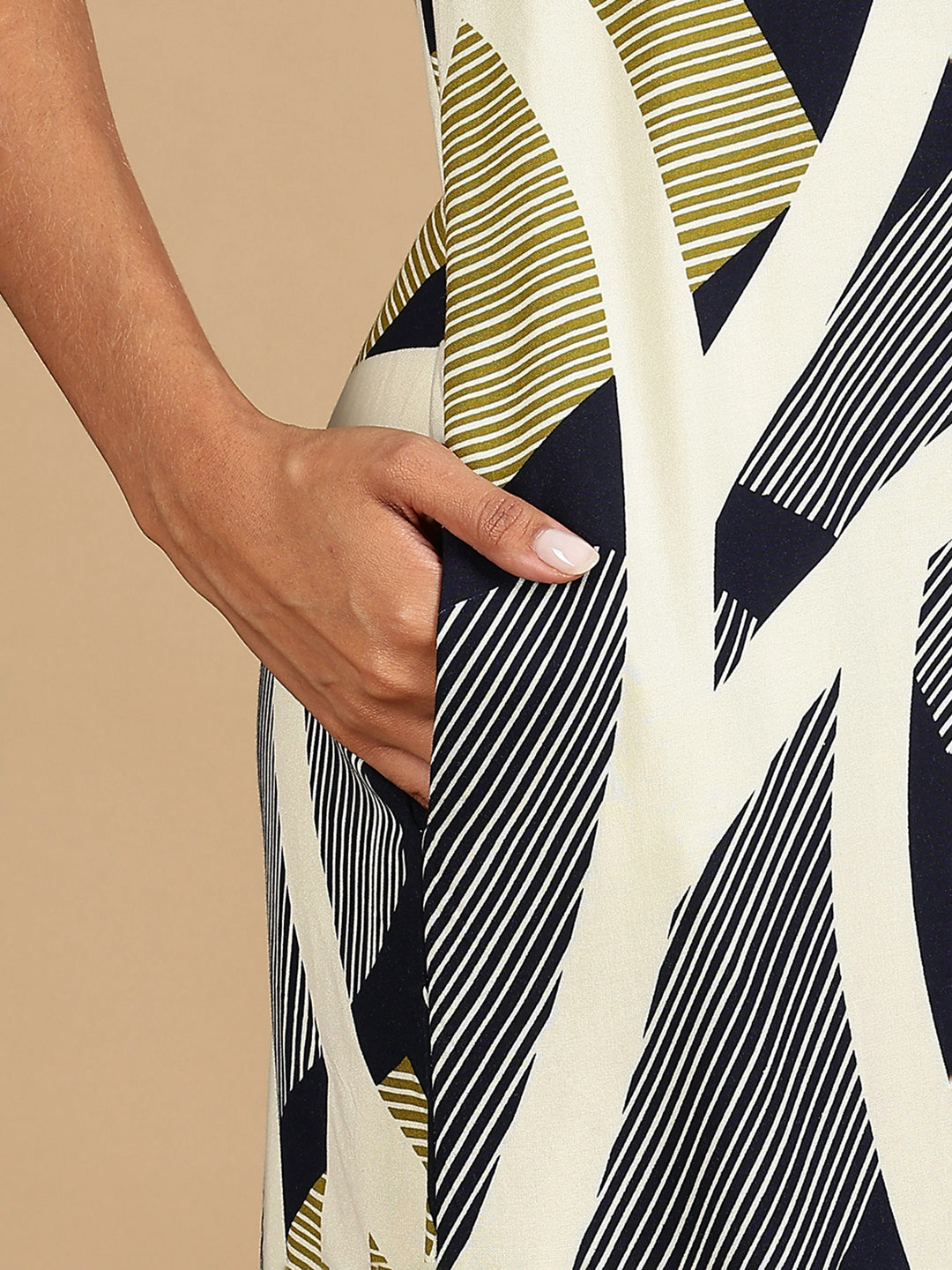 Rayon Abstract Print Olive Navy Nighty For Women