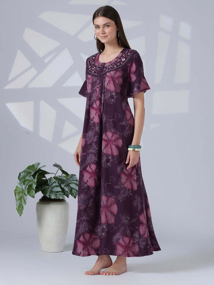 Noor Mulberry Alpine Nighty for Women