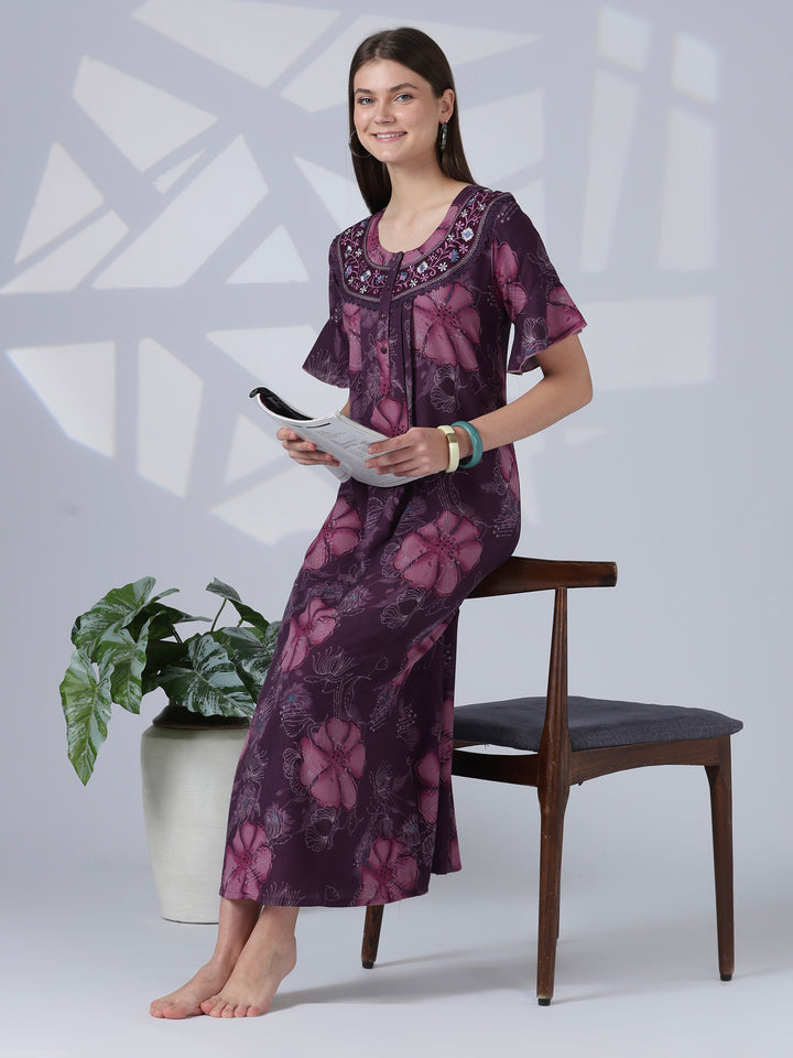 Noor Mulberry Alpine Nighty for Women