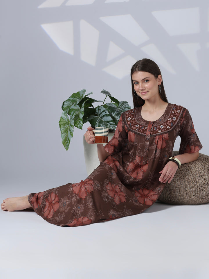 Noor Rosewood Alpine Nighty for Women