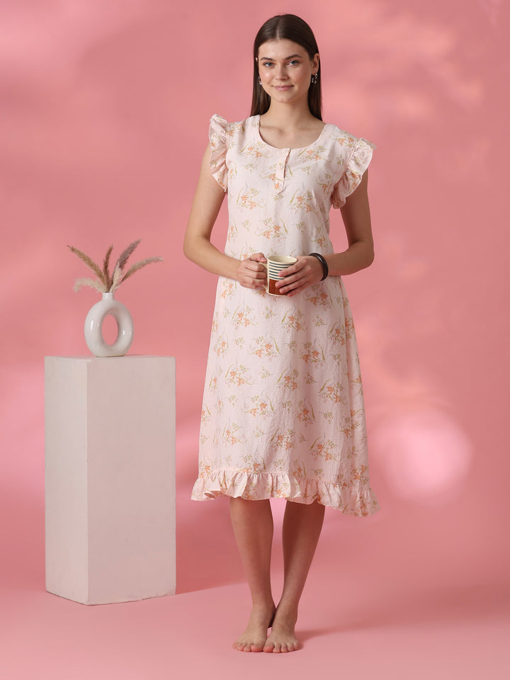 Easy Moving Nightdress for Everyday Comfort in Dreamy Peach