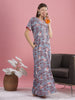 Chic Red Floral Print Crush Cotton Maxi Night dress