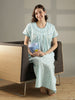 Mint Floral Pure Cotton Nighty for Women Breathable Comfort