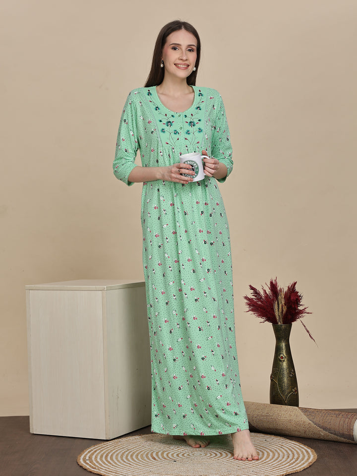 Shop Premium Pista Green Cotton Night dress For Women Online 9shines label Shop Premium Pista Green Cotton Night dress For Women Online 9shines label