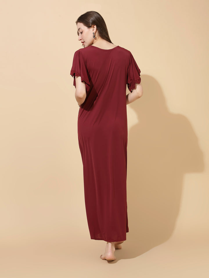 Solid Mulberry Modal Designer Nighty for Women Elegant A Line Fit