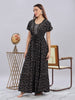 Black Floral Frock Style Nighty for Women in Soft Alpine Fabric