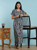 Navy Maze Cotton Blend Maternity Nightdress with Feeding Zip