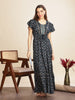 Rama Green Frock Style Nighty for Women with Floral Print