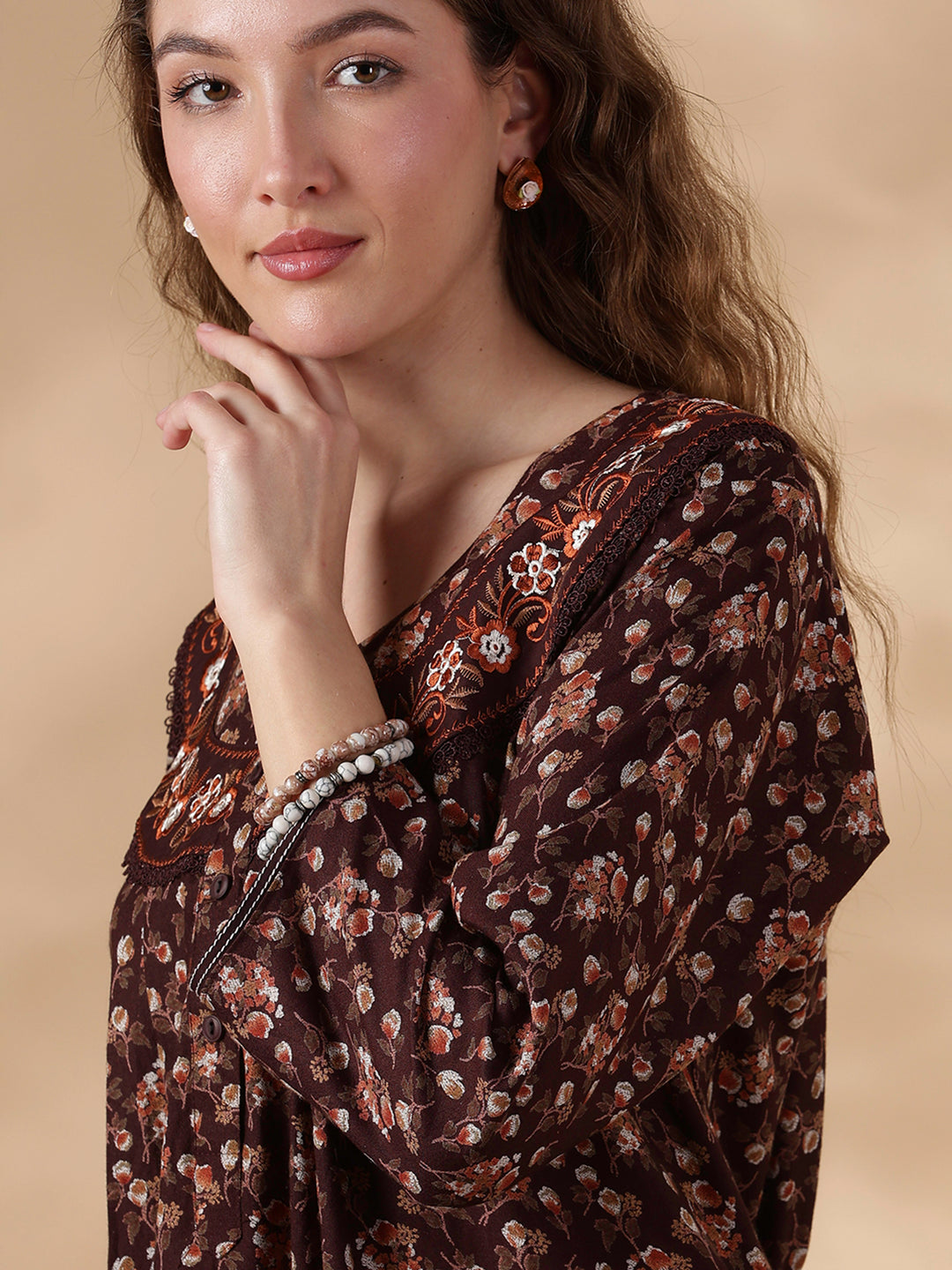 Alpine Floral Designer Nighty for Women Soft and Embroidered