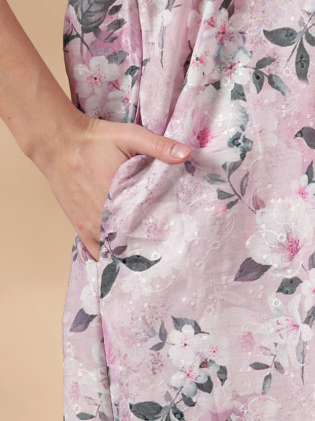 Romantic Rose Pure Cotton Embroidered Nighty for Women