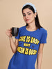 Cozy Berry Blue Cotton Printed Short Nightdress for Women