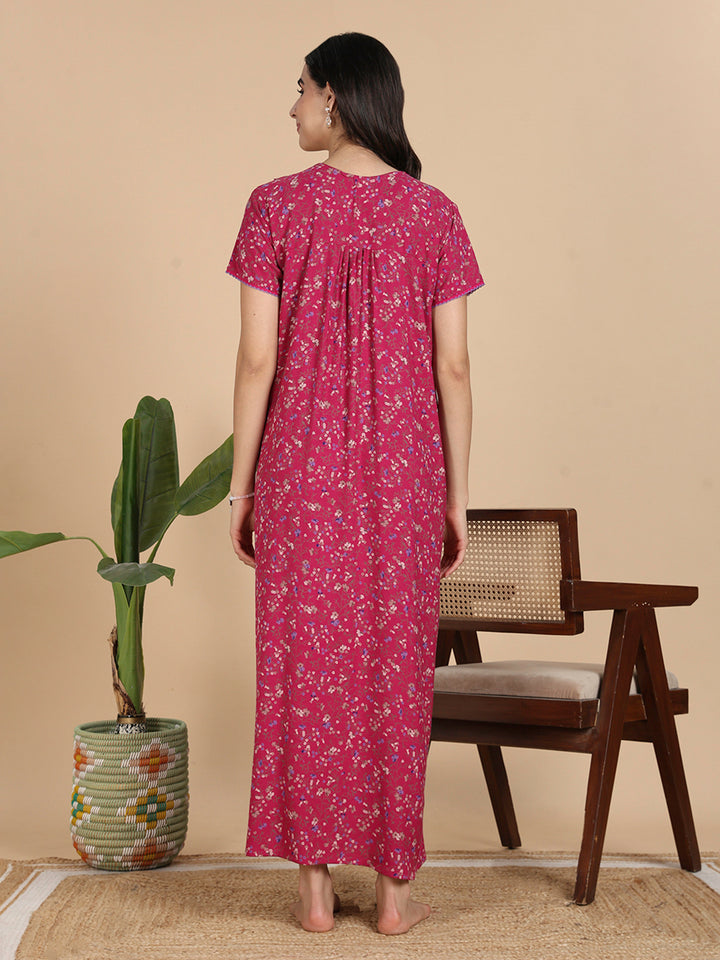 Branded Chic Berry Bloom Floral Alpine Nighty for Women
