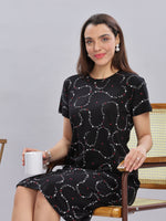 Shop Black Cotton Short Nighty for Women with Pocket