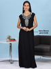 Black Sleeveless Embroidered Night Dress for Women