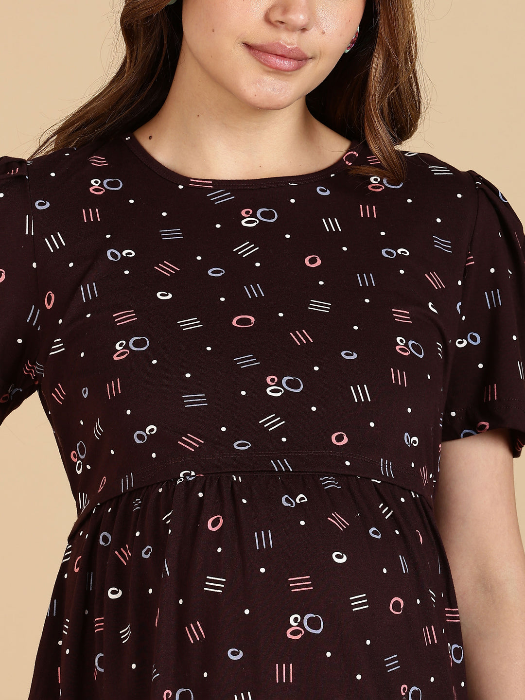 Black Zipless Cozy Maternity Feeding Nighty for Women