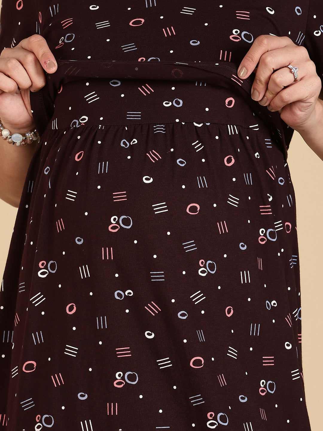 Black Zipless Cozy Maternity Feeding Nighty for Women