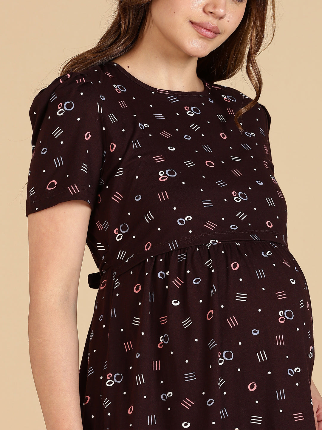 Black Zipless Cozy Maternity Feeding Nighty for Women