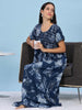 Blue Rose Smocking Nighty with Floral Pleated Design