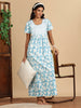Ocean Breeze Pure Cotton Maxi Nighty with Floral Detailing