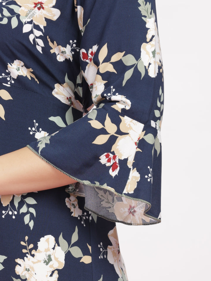 Blue Floral Print Rayon Best Nighty for Women