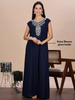 Blue Floral Embroidered Maxi Nighty for Women