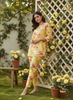 Yellow Floral Cotton Top & Pajama Set For Women