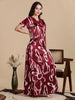Satin Designer Nighty for Women in Cherry Mocha with Lace Details