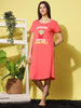 Lightweight Coral Cotton Short Nightdress with Relaxed Fit