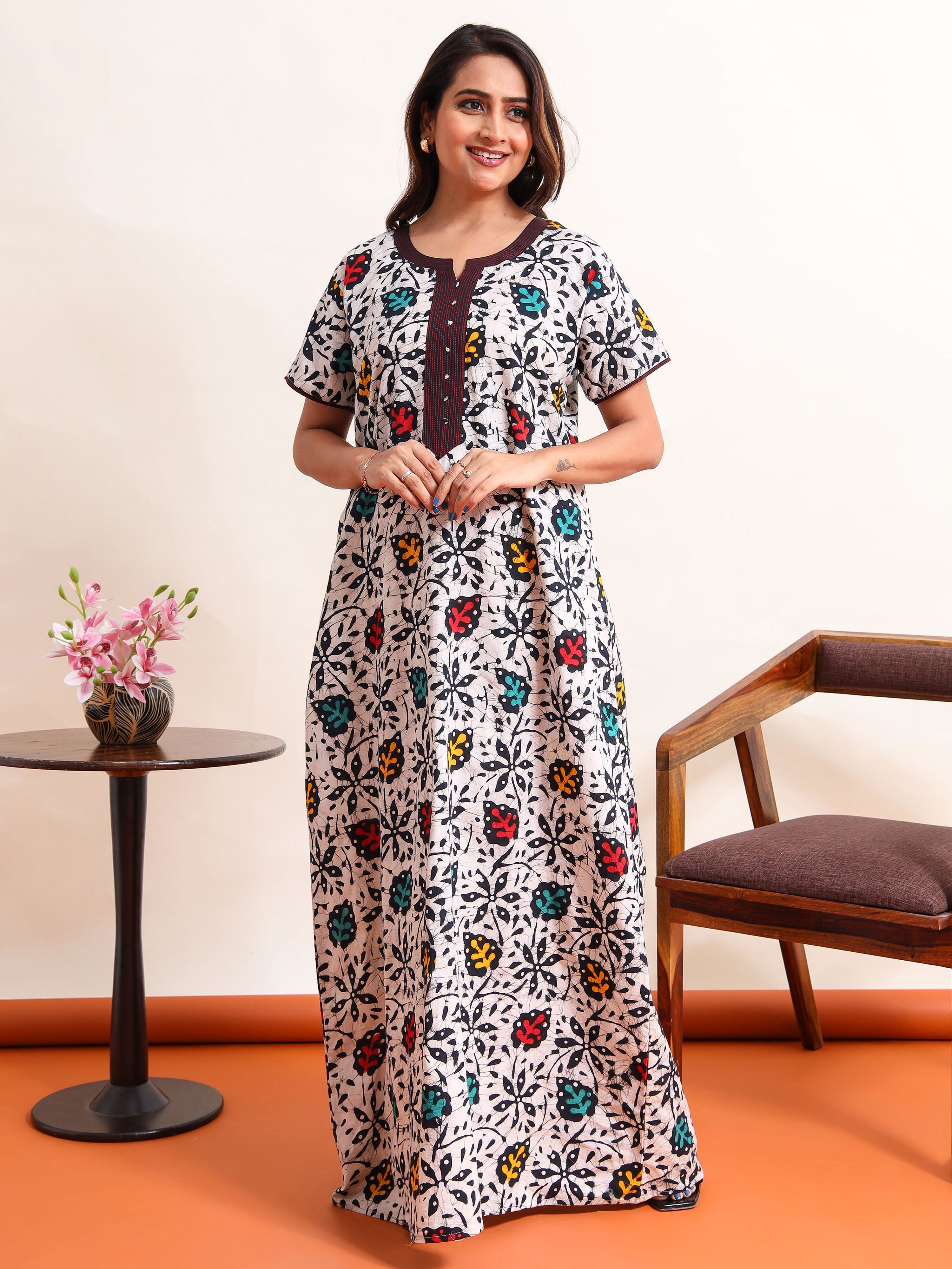 Get Batik Print A Line Cotton Nighty for Women Online – 9shines label