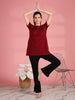 Maroon Cotton Longline T-Shirt for Women in Plus Sizes