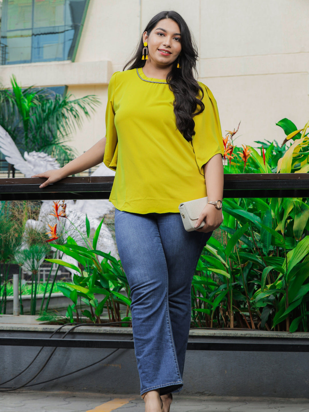  Casual Tops  Sexy Tops For Plus Size Women - Buy Yellow Polyster Top Online- 9shines label 
