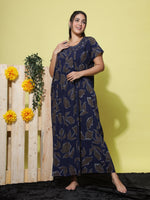 Crush Designer Nighty for Women in Dark Blue with Pocket