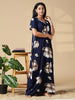 Floral Dark Blue Rayon Nighty for Women with Soft Summer Fabric