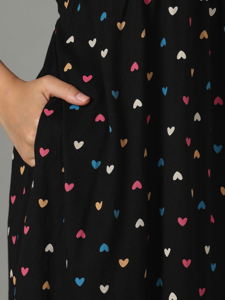 Black Sweetheart Hosiery Cotton Maternity Short Nighty for Women