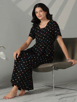 Black Sweetheart Hosiery Cotton Maternity Short Nighty for Women