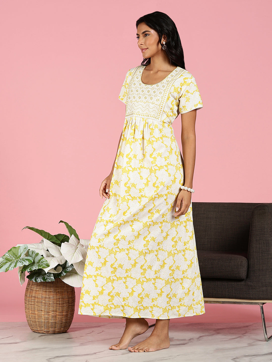 Sunshine Glow Branded Pure Cotton Night dress For Women