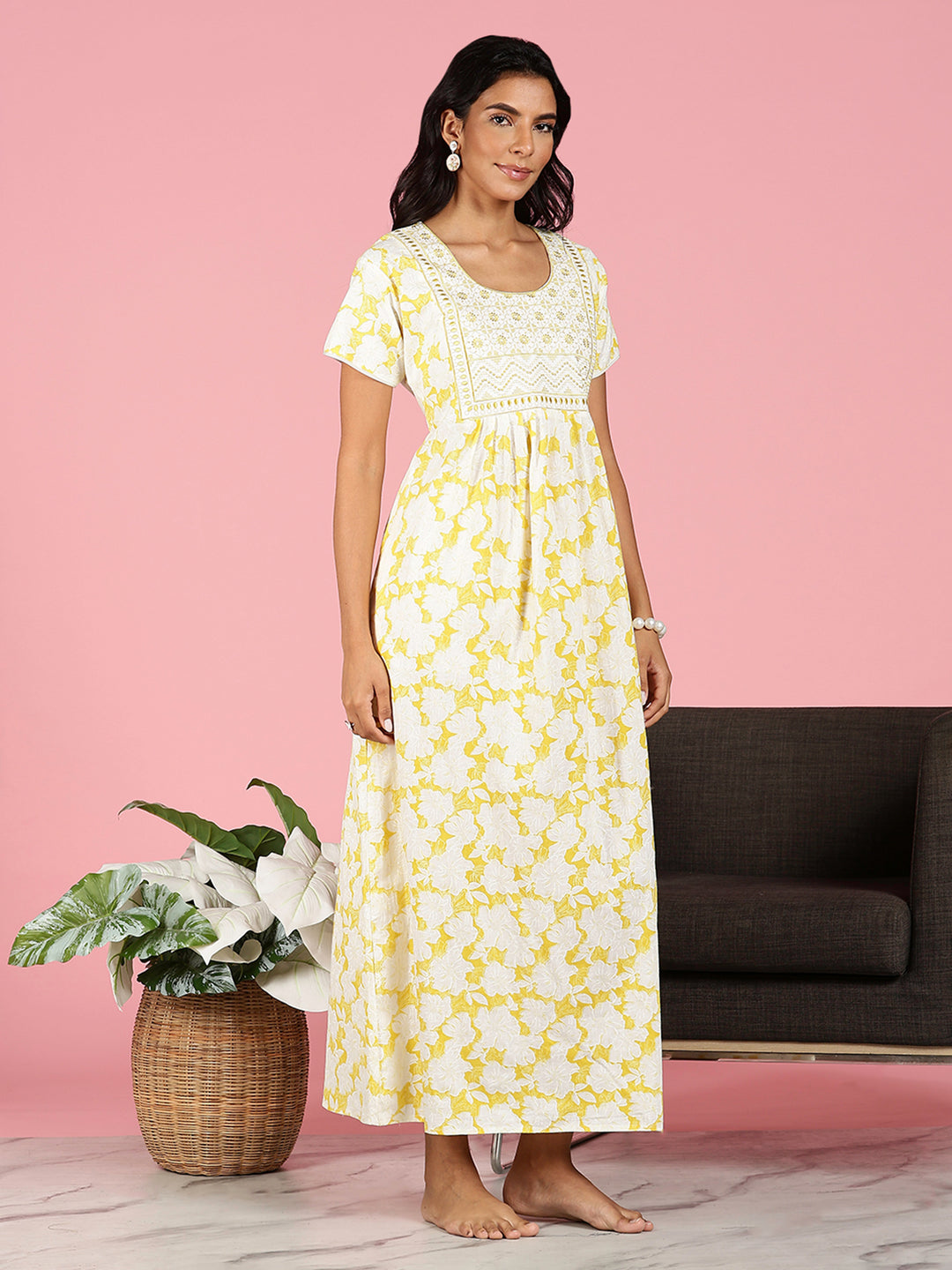 Sunshine Glow Branded Pure Cotton Night dress For Women