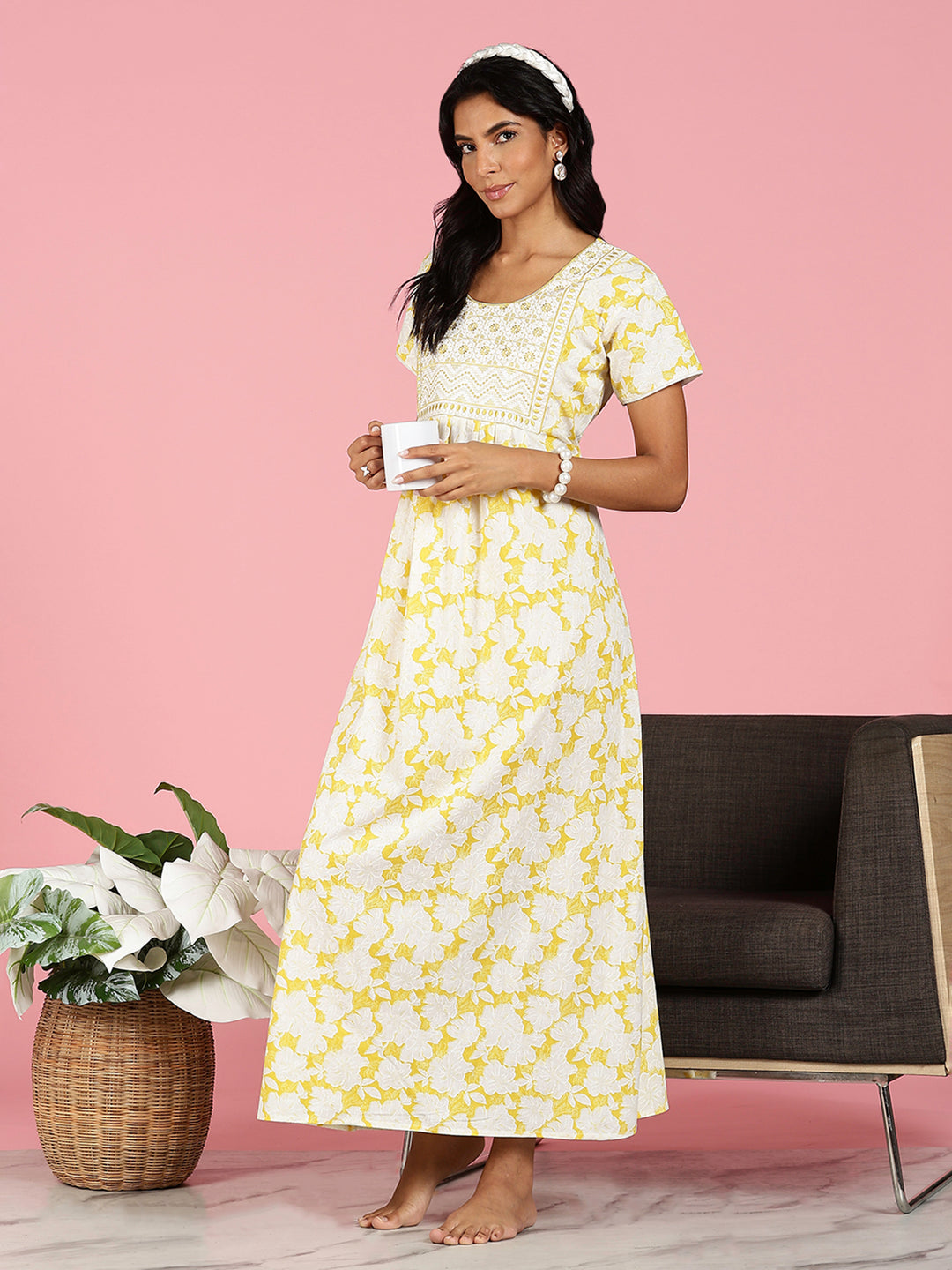 Sunshine Glow Branded Pure Cotton Night dress For Women