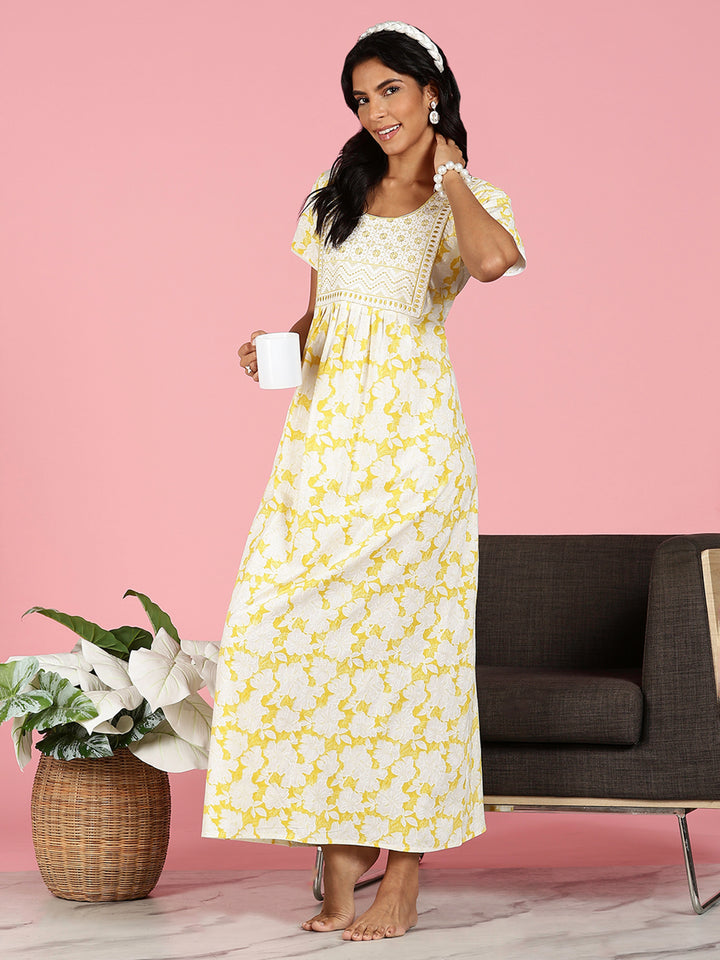 Sunshine Glow Branded Pure Cotton Night dress For Women