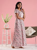 Floral Cotton Nighty for Women with Front Yoke Panel