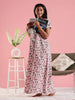 Floral Cotton Nighty for Women with Front Yoke Panel