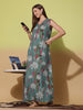 Dreamy Green Alpine Sleeveless A Line Nighty for Women
