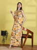 Rayon Floral Nighty in Flower Yellow Lightweight and Soft