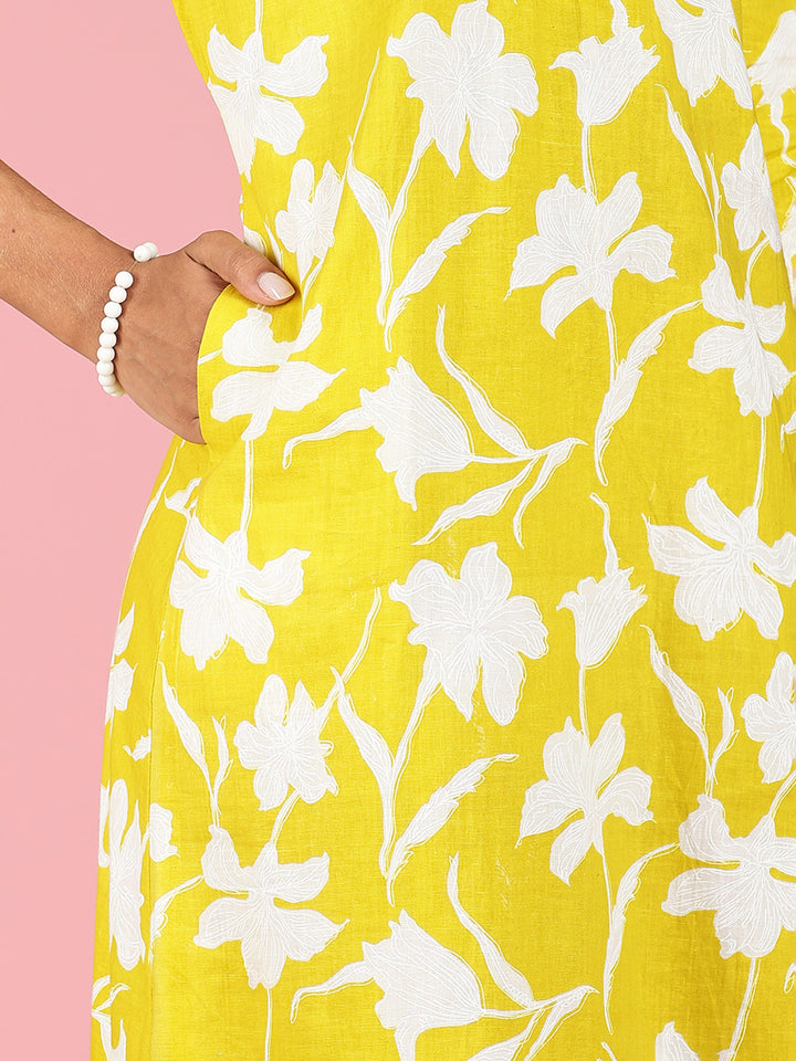 Branded Sunshine Yellow Jaipuri Cotton Nighty for Women