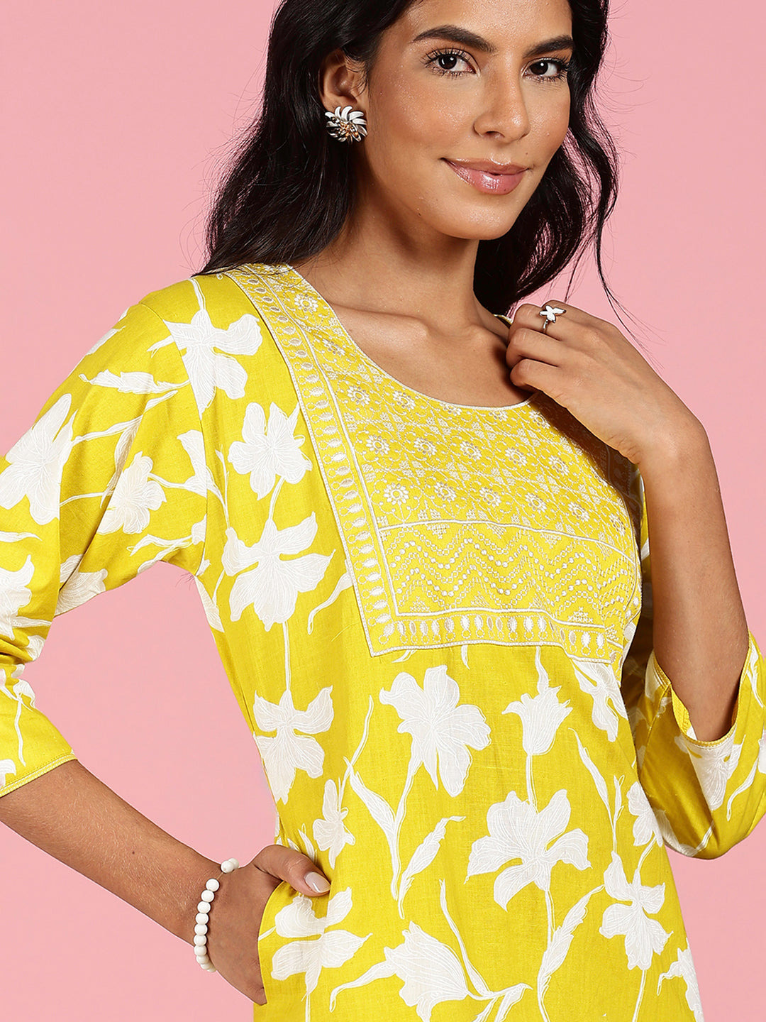 Branded Sunshine Yellow Jaipuri Cotton Nighty for Women
