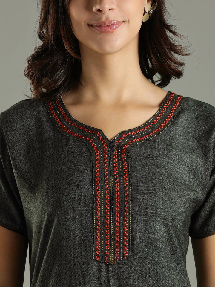 Forest Green Alpine Nighty For Women with Pocket