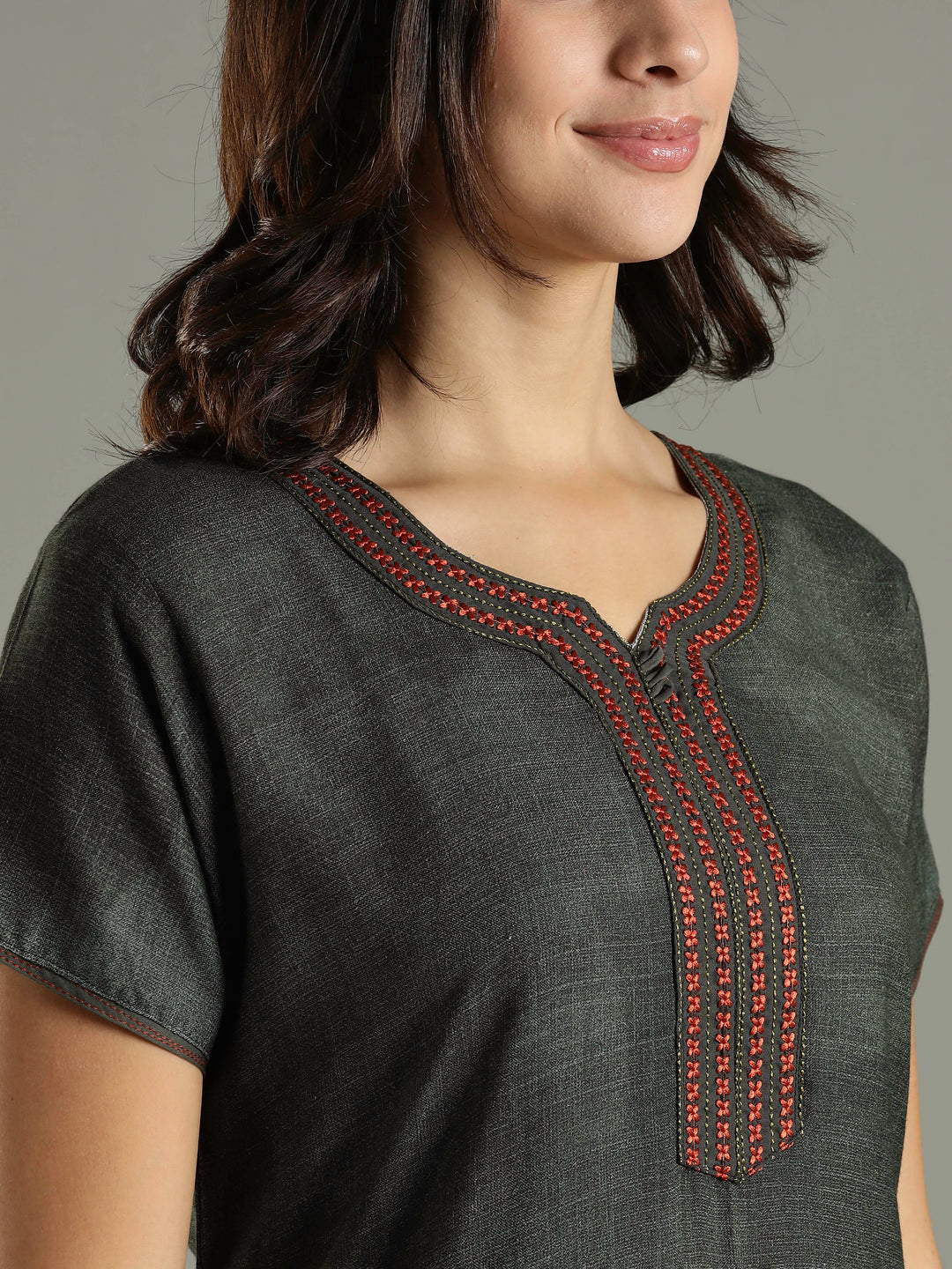 Forest Green Alpine Nighty For Women with Pocket