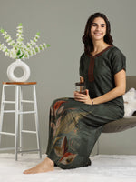 Forest Green Alpine Designer Nighty with Pocket