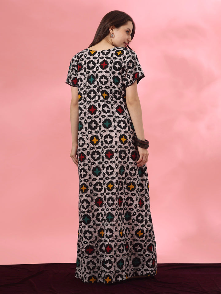 Pure Cotton Batik Star Print Nighty for Women